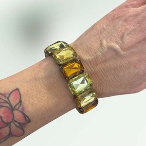🌼VTG Amber Tone Cabochon Stretch Bracelet